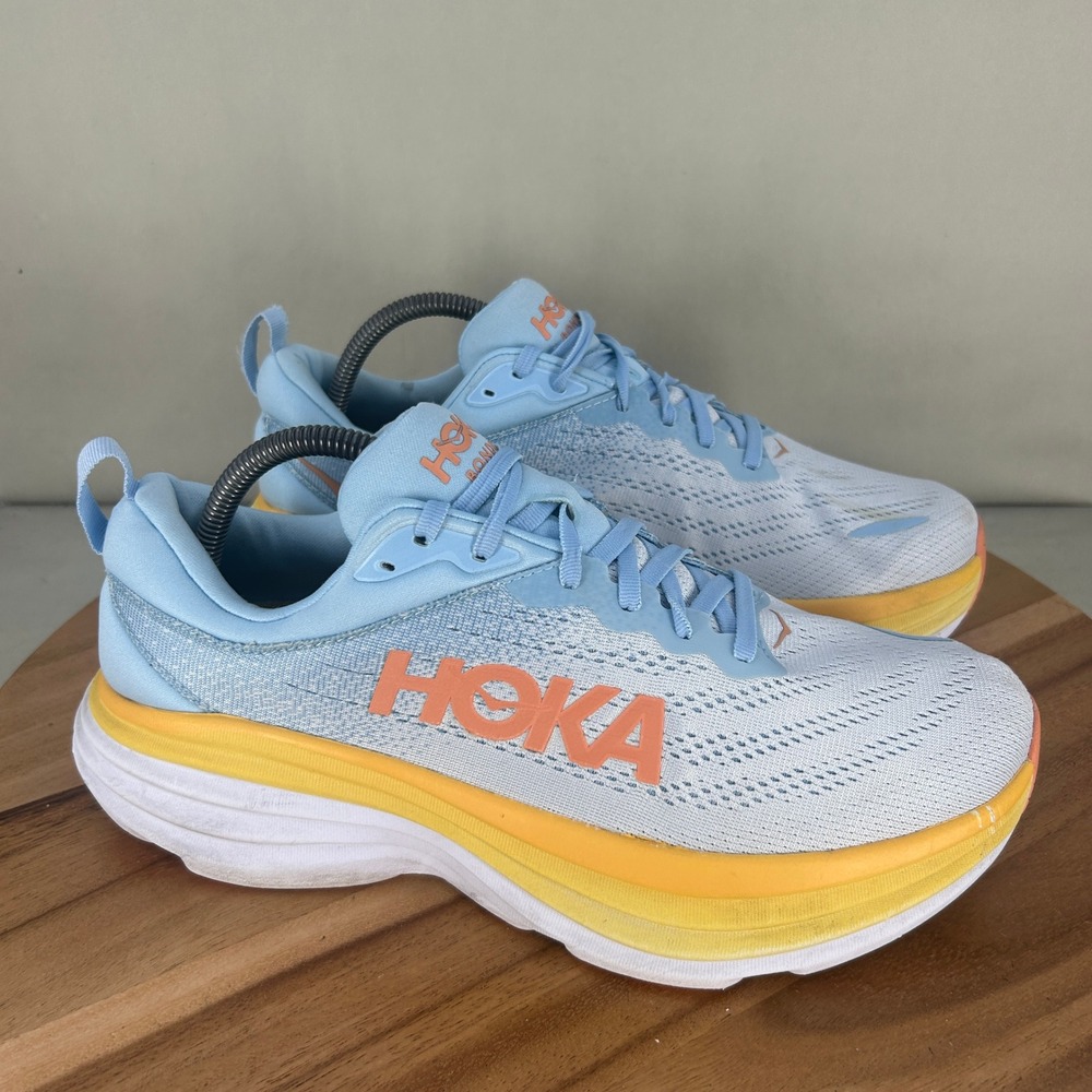Hoka Bondi 8 Wide Sky Blue Summer Song Cantaloupe 1127954 Womens 10.5D Running